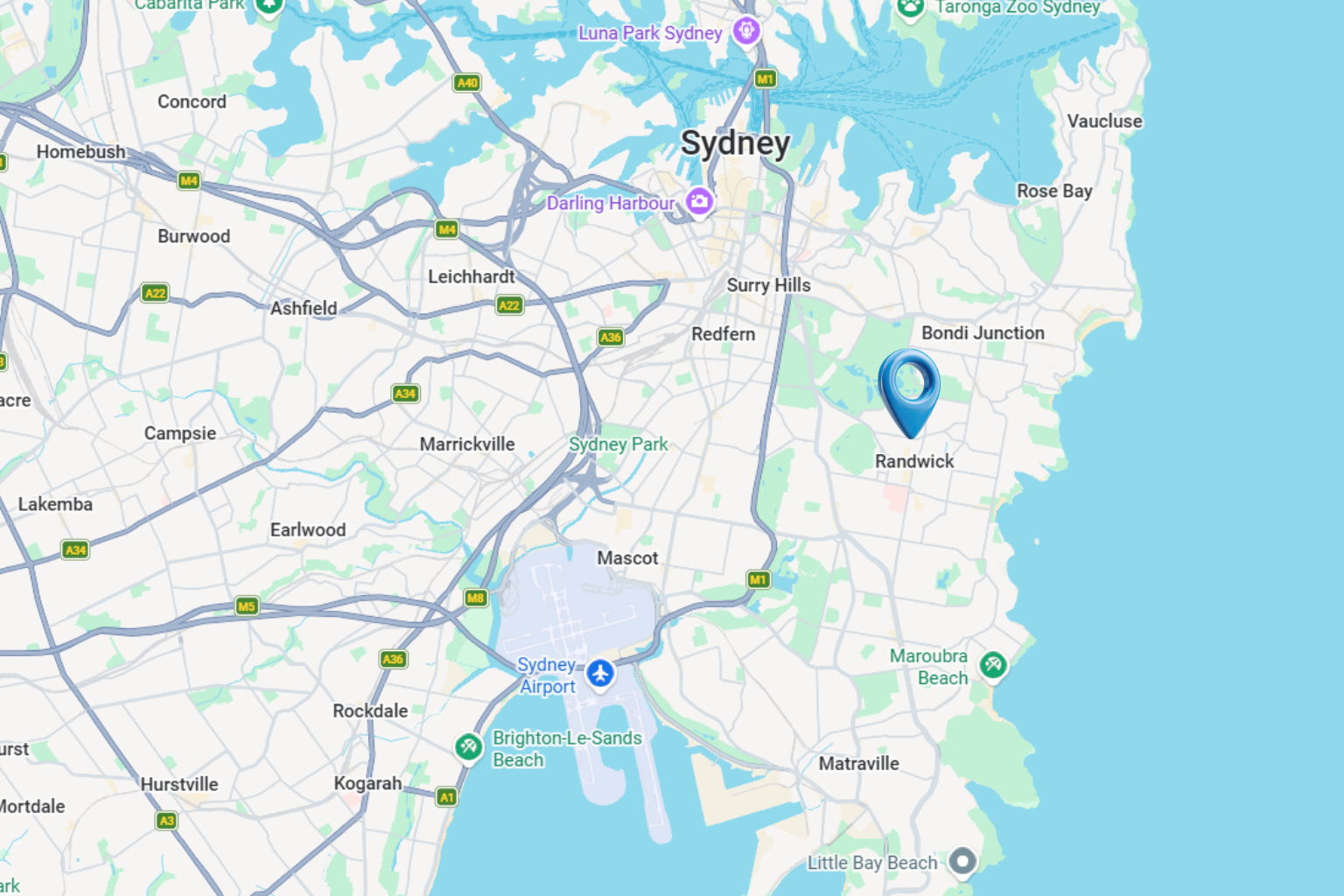 Cleaning service area map across Sydney
