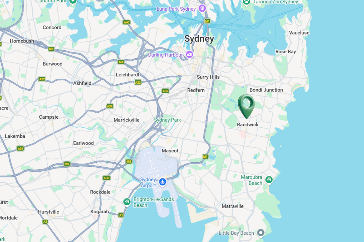 Service area map across Sydney